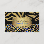 PixDezines LEOPARD+ZEBRA+FAUX+GOLD+LABEL Visitekaartje (Voorkant)