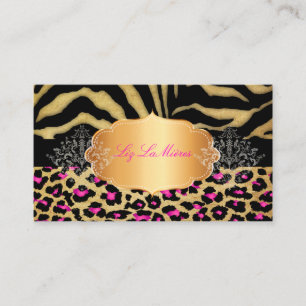 PixDezines  LEOPARD+ZEBRA+FAUX+GOLD+LABEL Visitekaartje