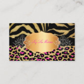 PixDezines  LEOPARD+ZEBRA+FAUX+GOLD+LABEL Visitekaartje (Voorkant)