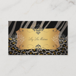 PixDezines  LEOPARD+ZEBRA+FAUX+GOLD+LABEL Visitekaartje