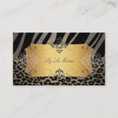 PixDezines LEOPARD+ZEBRA+FAUX+GOLD+LABEL Visitekaartje (Voorkant)