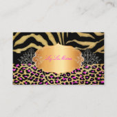 PixDezines  LEOPARD+ZEBRA+FAUX+GOLD+LABEL Visitekaartje (Voorkant)