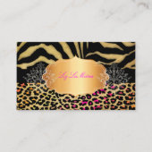 PixDezines LEOPARD+ZEBRA+FAUX+GOLD+LABEL Visitekaartje (Voorkant)