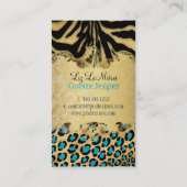 PixDezines  LEOPARD+ZEBRA+FAUX+GOLD+LABEL Visitekaartje (Achterkant)