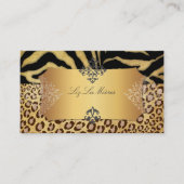PixDezines LEOPARD+ZEBRA+FAUX+GOLD+LABEL Visitekaartje (Voorkant)