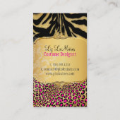 PixDezines LEOPARD+ZEBRA+FAUX+GOLD+LABEL Visitekaartje (Achterkant)