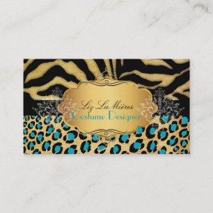 PixDezines  LEOPARD+ZEBRA+FAUX+GOLD+LABEL Visitekaartje