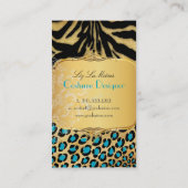PixDezines  LEOPARD+ZEBRA+FAUX+GOLD+LABEL Visitekaartje (Achterkant)