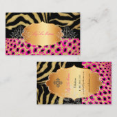 PixDezines  LEOPARD+ZEBRA+FAUX+GOLD+LABEL Visitekaartje (Voorkant / Achterkant)