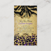 PixDezines  LEOPARD+ZEBRA+FAUX+GOLD+LABEL Visitekaartje (Achterkant)