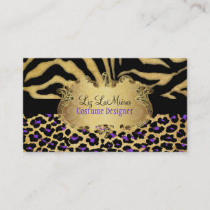 PixDezines  LEOPARD+ZEBRA+FAUX+GOLD+LABEL Visitekaartje