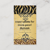 PixDezines  LEOPARD+ZEBRA+FAUX+GOLD+LABEL Visitekaartje (Achterkant)