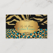 PixDezines  LEOPARD+ZEBRA+FAUX+GOLD+LABEL Visitekaartje (Voorkant)