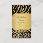 PixDezines  LEOPARD+ZEBRA+FAUX+GOLD+LABEL Visitekaartje (Achterkant)