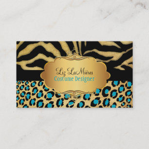 PixDezines  LEOPARD+ZEBRA+FAUX+GOLD+LABEL Visitekaartje