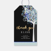 PixDezines Levensboom Bat Mitzvah/Blauw Cadeaulabel (Achterkant)