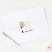 PixDezines levensboom/bloem/Bat Mitzvah Vierkante Sticker (Envelop)