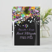PixDezines levensboom B'not Mitzvah Kaart (Staand voorkant)