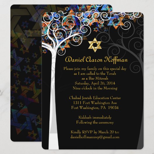 PixDezines levensboom mitzvah/DIY achtergrond Kaart (Voorkant / Achterkant)