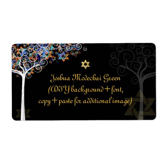 PixDezines levensboom/mitzvah Etiket (Voorkant)