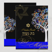 PixDezines levensboom+sterren, Bat Mitzwa Kaart (Voorkant / Achterkant)