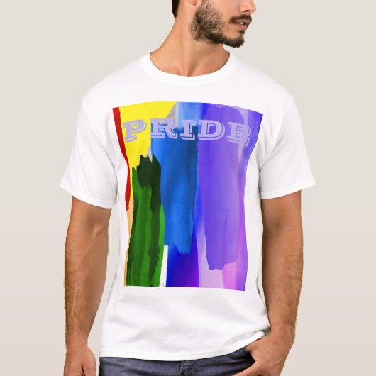 PixDezines LGBT Geborsteld Waterverf Regenboog T-shirt (Voorkant)