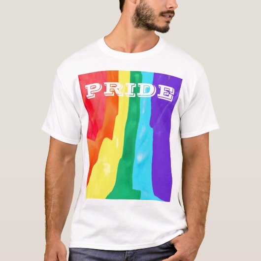 PixDezines LGBT Waterverf Rainbow Pride Flag T-shirt (Voorkant)