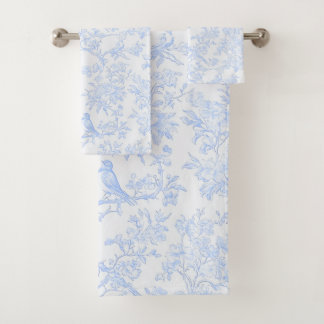 PixDezines Lichtblauwe Chinoiserie, Vogel Pioenroz Bad Handdoek