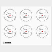 PixDezines LIEFDE+BEDANKT+HART Ronde Sticker (Vel)