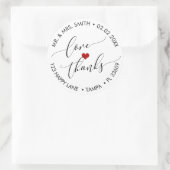 PixDezines LIEFDE+BEDANKT+HART Ronde Sticker (Tas)