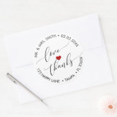 PixDezines LIEFDE+BEDANKT+HART Ronde Sticker (Envelop)