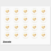 PixDezines Liefde/Faux Folie Gouden Hart/Dank je Ronde Sticker (Vel)