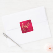 PixDezines Liefde, faux goud Kerstmis Rood Vierkante Sticker (Envelop)