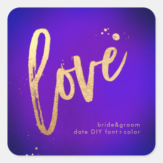 PixDezines Liefde, faux goud ultra violet Vierkante Sticker (Voorkant)