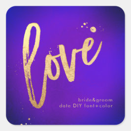 PixDezines Liefde, faux goud ultra violet Vierkante Sticker