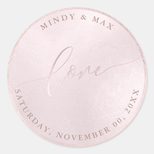 PixDezines LIEFDE IRISERENDE BLUSH ROZE Ronde Sticker (Voorkant)