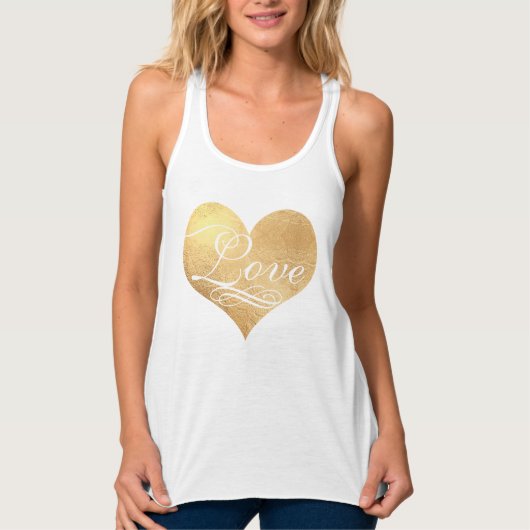 PixDezines Liefde met Gouden Hart Tanktop (Voorkant)