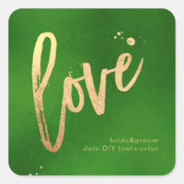 PixDezines Liefde, namaak goud Evergreen Vierkante Sticker