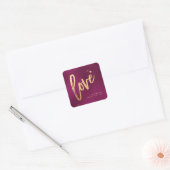 PixDezines Liefde, namaak goud Rode wijn Vierkante Sticker (Envelop)