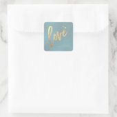 PixDezines Liefde, namaak goud Stof Teal Blauw Vierkante Sticker (Tas)