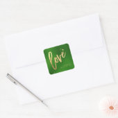 PixDezines Liefde, nep goud Groenblijvend Vierkante Sticker (Envelop)