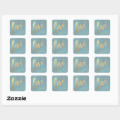 PixDezines Liefde, nep goud Stof Teal Blauw Vierkante Sticker (Vel)