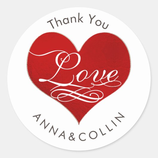 PixDezines Liefde/Rood Hart/Dank je Ronde Sticker (Voorkant)