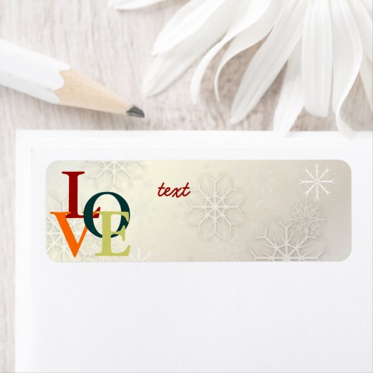 PixDezines Liefde, Sneeuwvlokken Wit + Parel Etiket (Insitu)