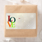 PixDezines Liefde, Sneeuwvlokken Wit + Parel Etiket (Insitu)