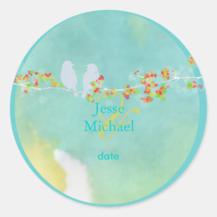 PixDezines Liefdes Vogels Ronde Sticker