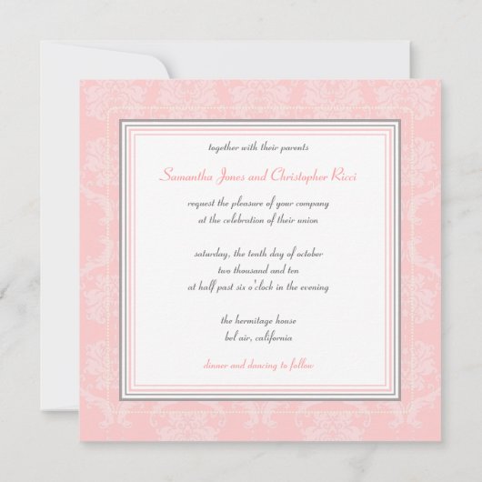 PixDezines Liliana Damask, aanpasbare achtergrond Kaart (Achterkant)