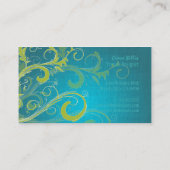 PixDezines limoen wervelingen/faux linnen Visitekaartje (Achterkant)