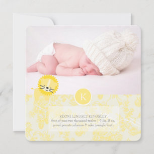 PixDezines lion+toile Birth kondiging Aankondiging