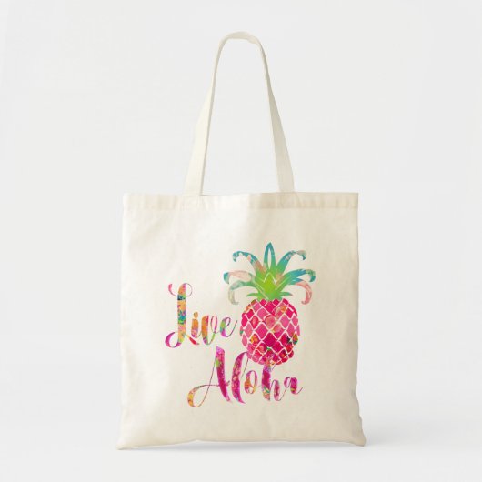 PixDezines Live Aloha Ananas Tote Bag (Voorkant)